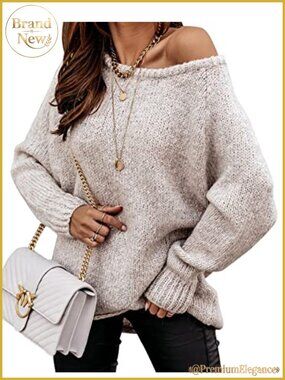 Off The Shoulder Oversized Chunky Knit Sweater Pullover